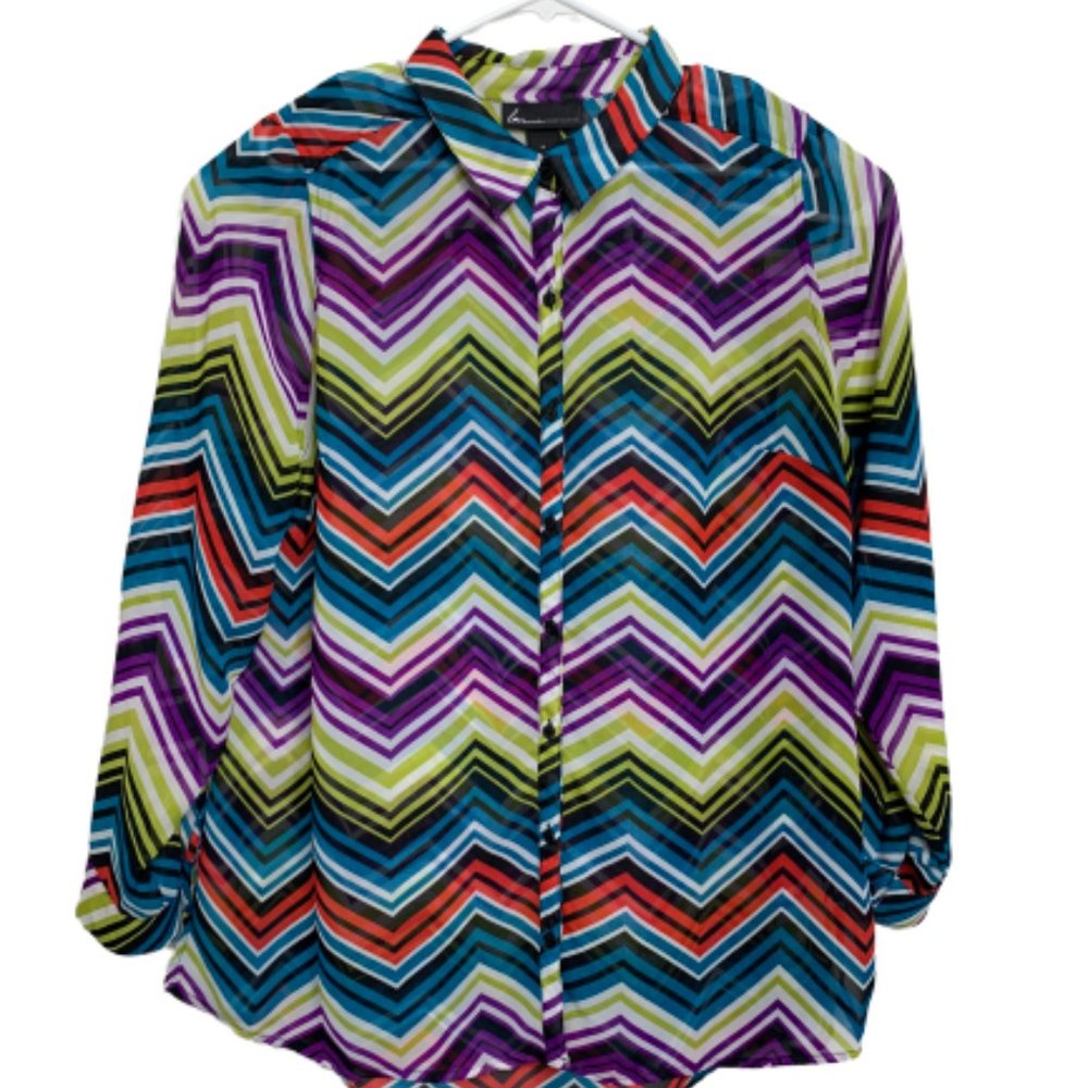 Lane Bryant Long Sleeve Button Down Blouse Sz 14